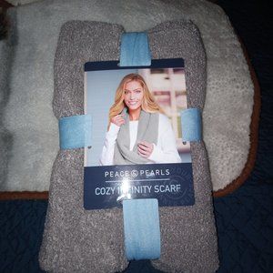 Peace & Pearls Cozy Infinity Scarf - NWT - Light Grey